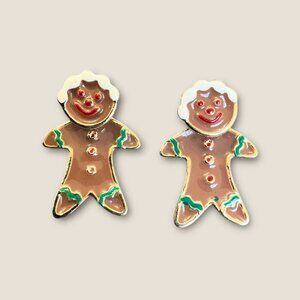 Vintage Holiday Christmas Gingerbread AIM 2 Piece Earrings